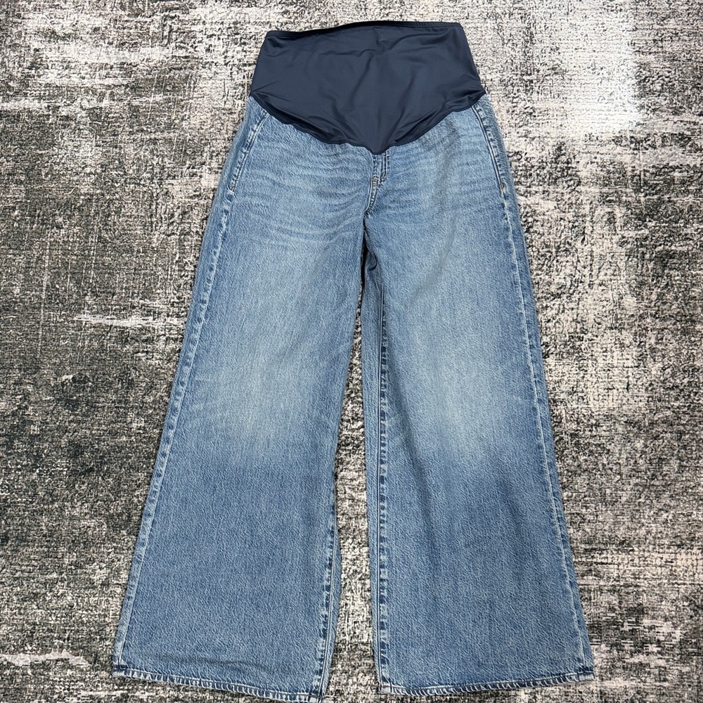 NWT Madewell Light Blue Wide-Leg Maternity Jeans with Navy Panel